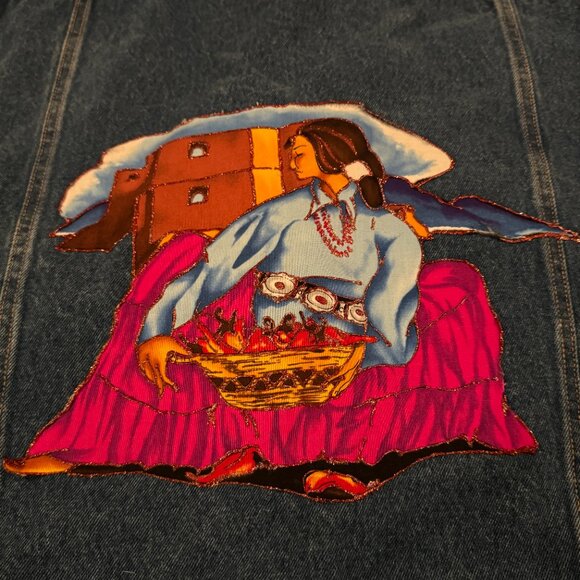 Venezia Jean Jacket size 14 / 16 asian design patches like new women - I1297 - Picture 11 of 13